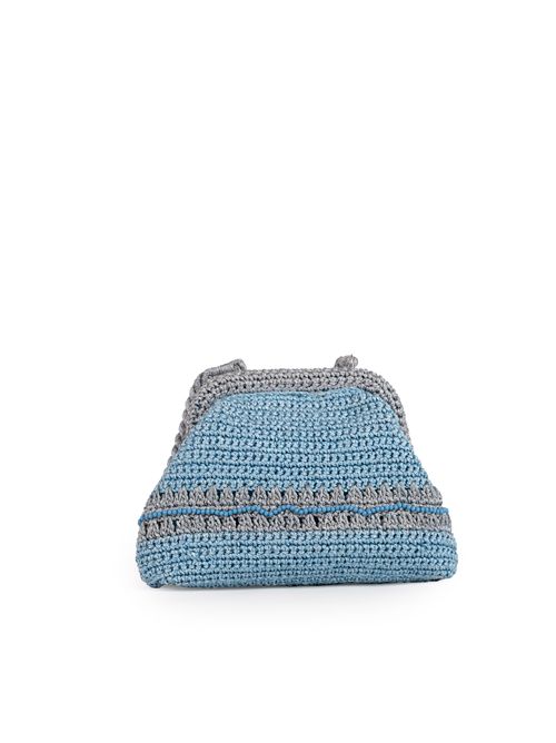 Clutch pouch in crochet lurex Azzurro/Silver Mc2 Saint Barth | CROCHET POUCH N06361H LUREX 3133